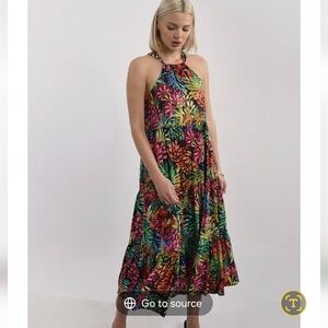Molly Bracken Multicolor Floral Midi Dress Size S